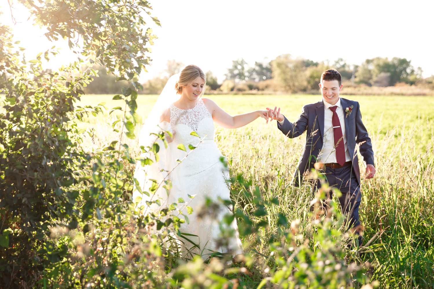 Ottawa wedding couple in farm field