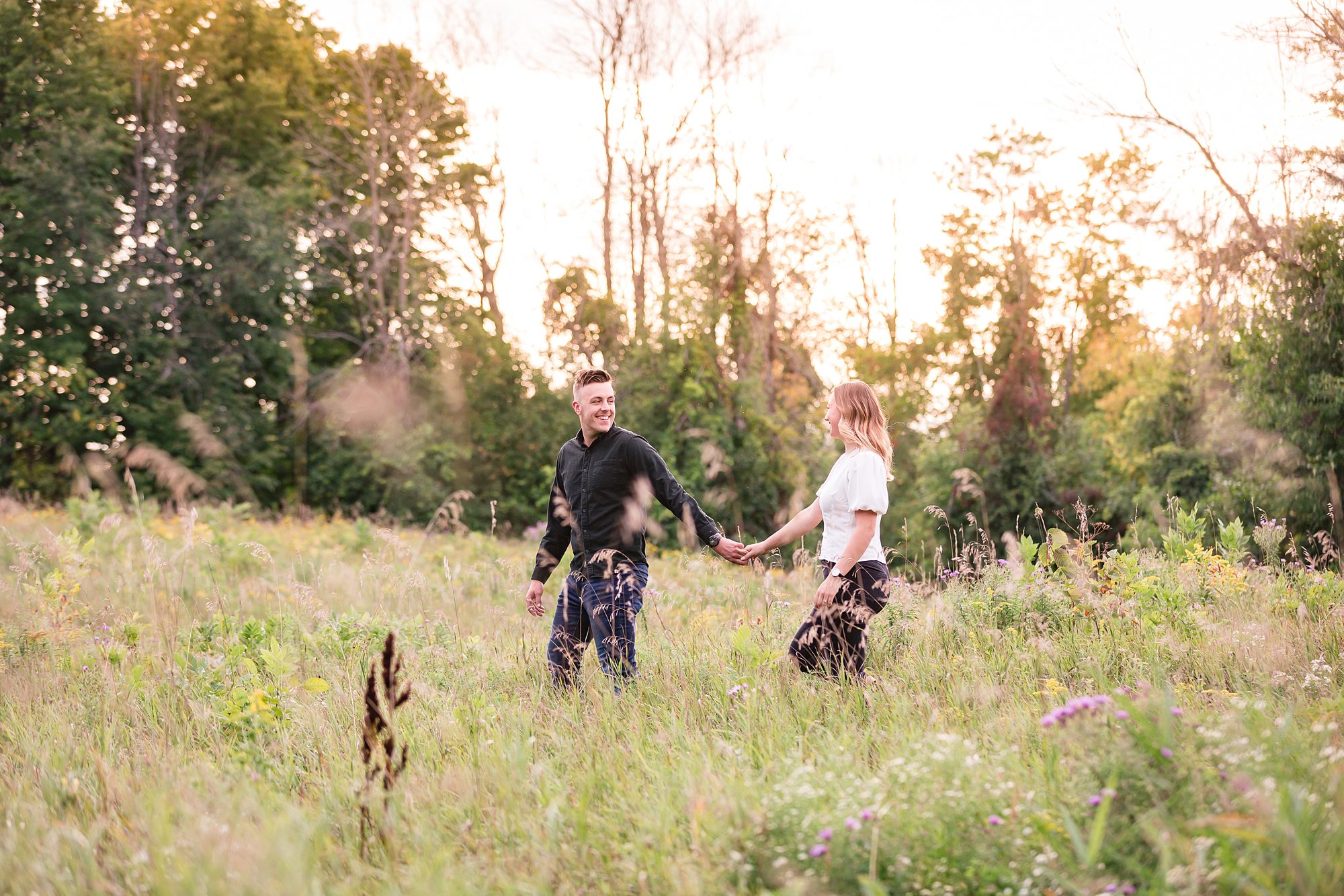 Couple Walking in a Field Ottawa Photographer