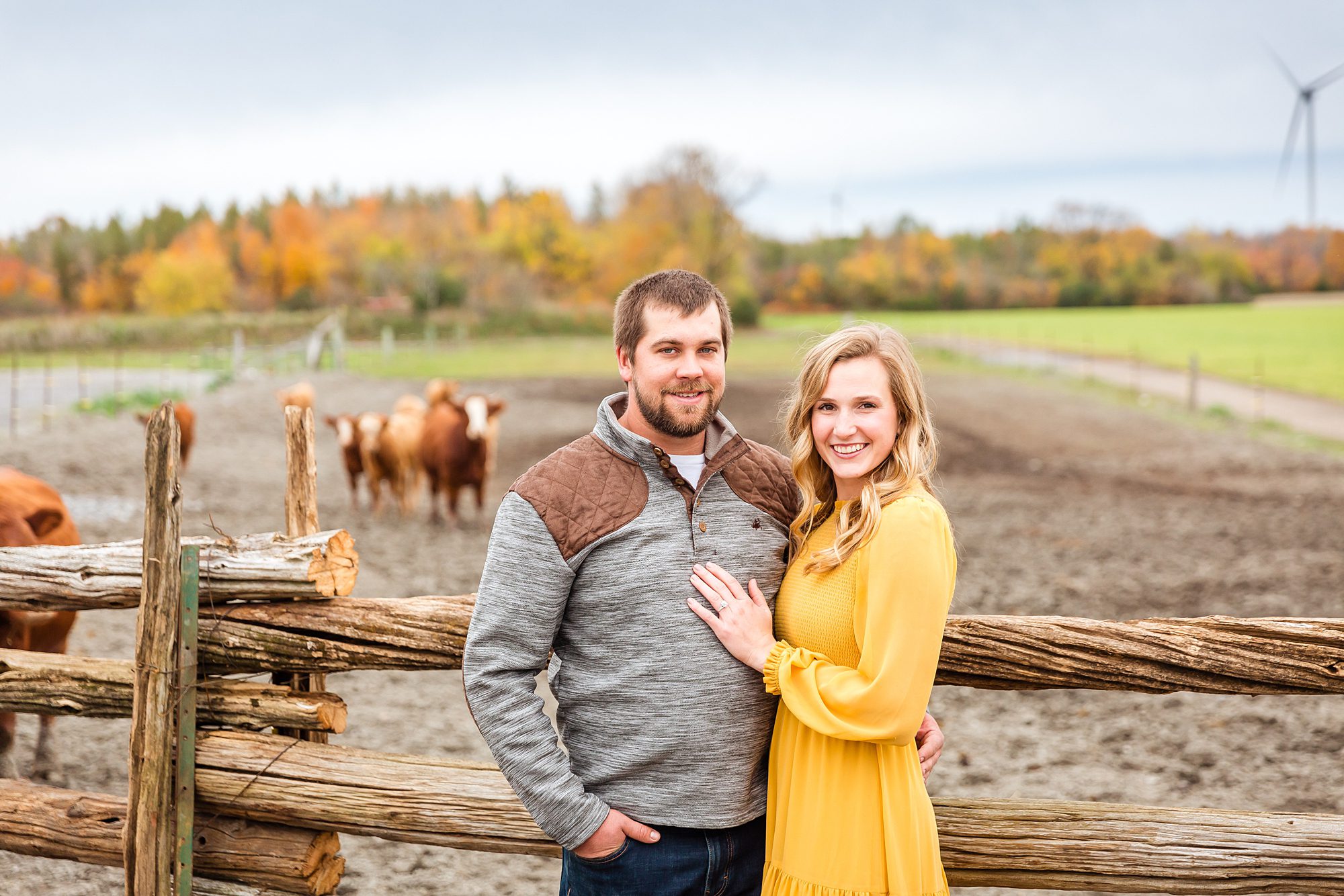 engagement portraits on a farm in crysler Ontario