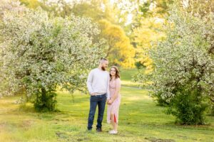 Ottawa Dominion Arboretum Engagement Photos with spring blossoms