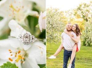 Ottawa Dominion Arboretum Engagement Photos with spring blossoms