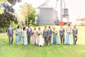 wedding party portrait for a farm wedding