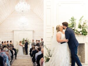 bride and groom's first kiss in the Ceremony House - Stonefields Estate Wedding