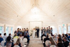 bride and groom celebrate being official married Ceremony House - Stonefields Estate Wedding