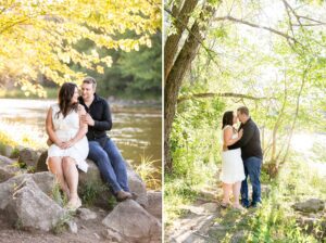 couple by the water during their engagement photos in Ottawa, ON