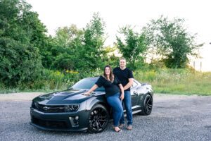 engagement photos with sports car