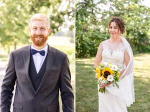 Bride and groom portraits at their farm wedding in Alexandria, ON