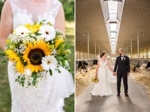 Bride and groom portraits at their farm wedding in Alexandria, ON