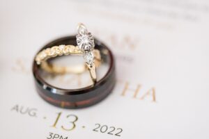 Close up of wedding rings at Brookstreet Hotel