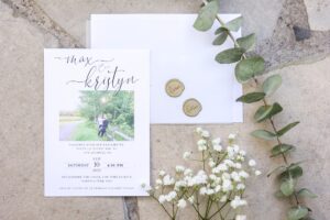 simple green and white wedding invitations