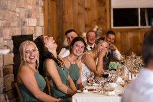 laughing during speeches during wedding at strathmere