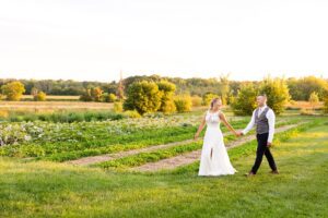 sunset portraits with bride and groom at strathmere