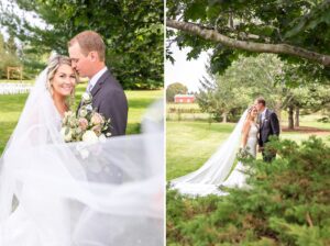 Bride and Groom portraits during romantic farm wedding in Winchester, ON