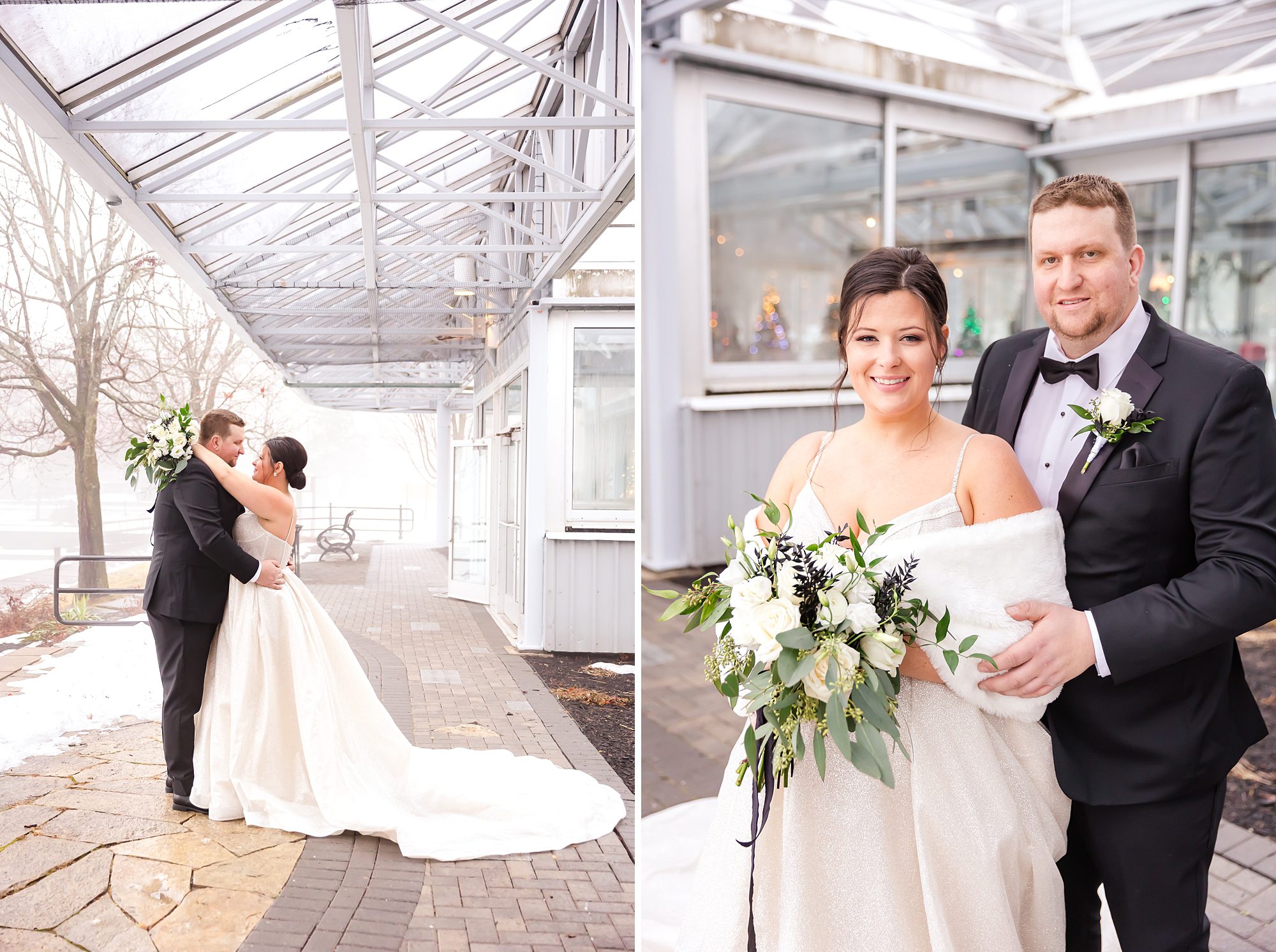 Bride and Groom portraits for winter wedding in Perth, ON
