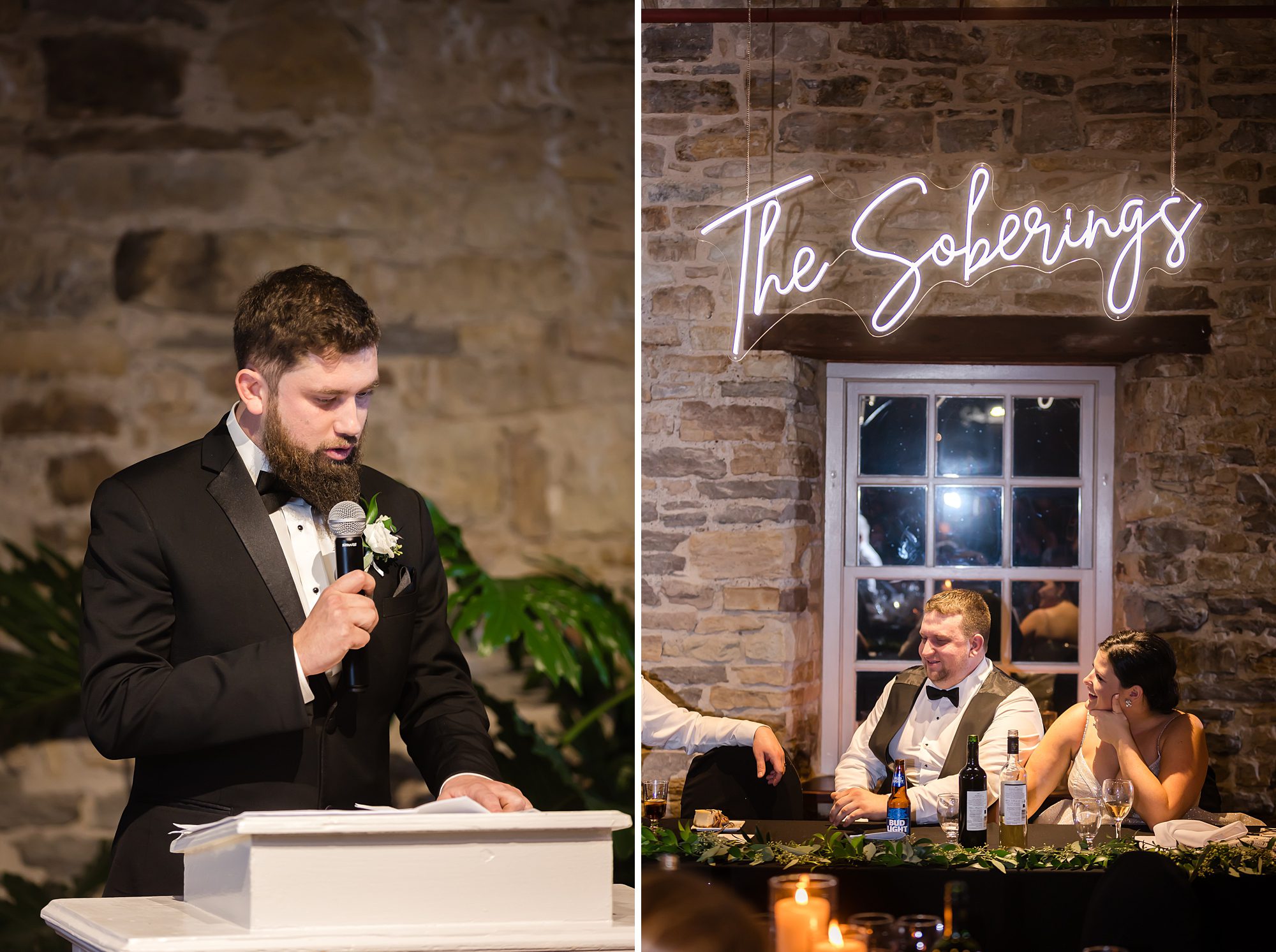 best man's speech at bride and groom's reaction at code's mill wedding in Perth