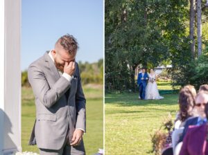 groom cries when he seems bride come down the aisle