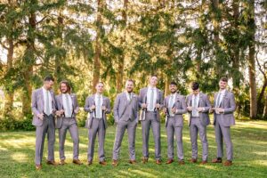 groomsmen portraits at lord of the rings themed wedding