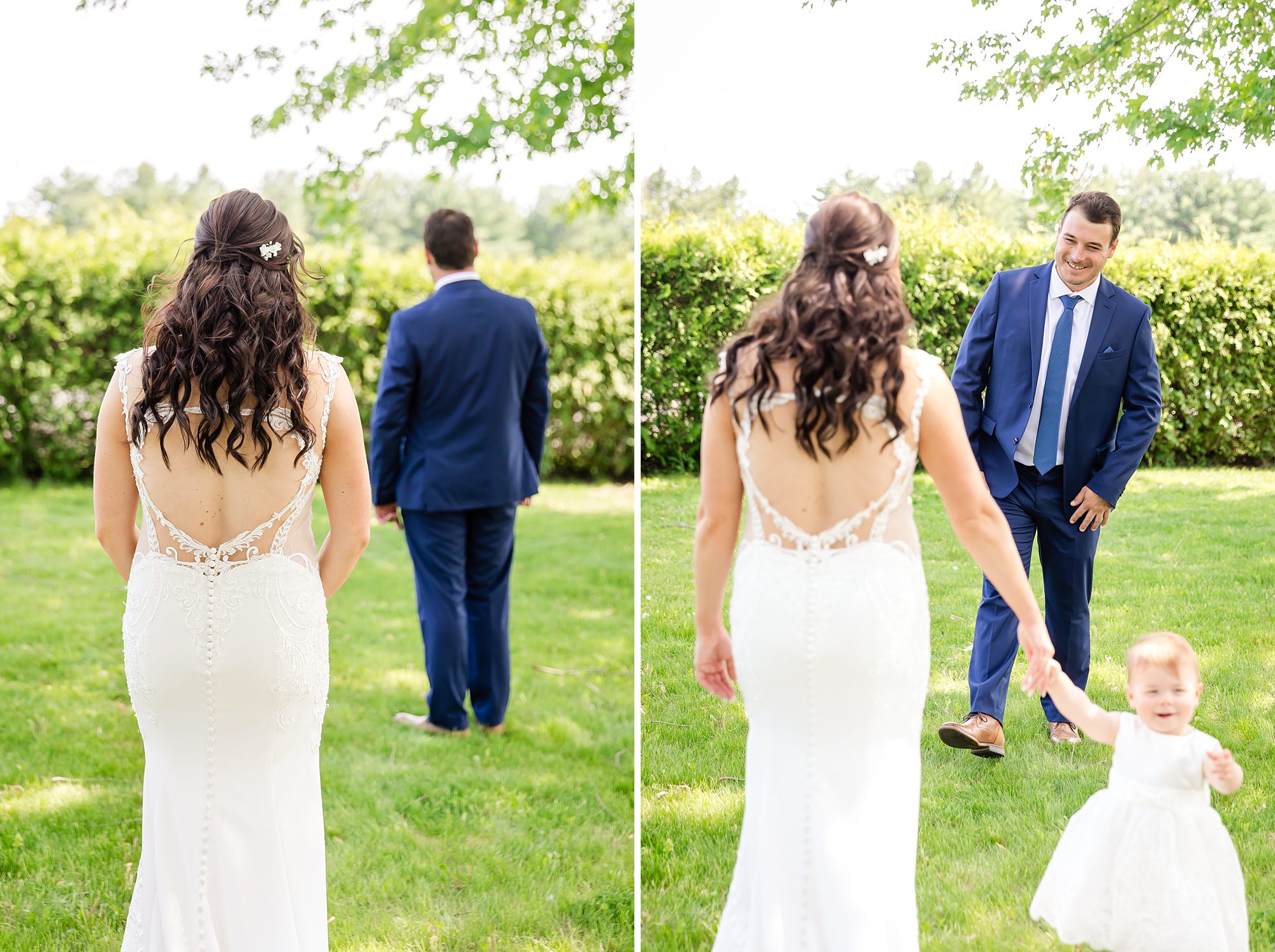 Bride and groom first look at stonecropacres winery in Morrisburg Ontario