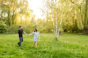 golden hour engagement photos at the dominium arboretum in Ottawa, ON