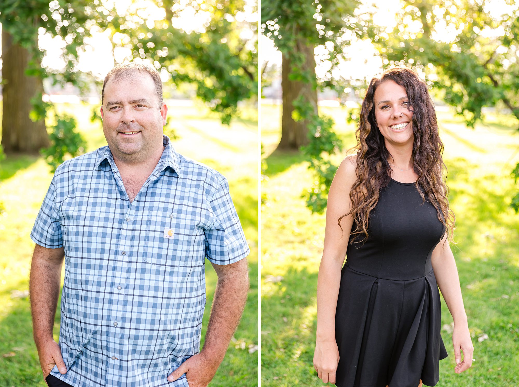 Individual portraits of engaged couple